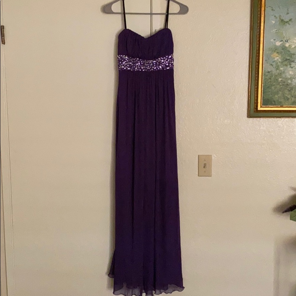 Purple beaded prom dress